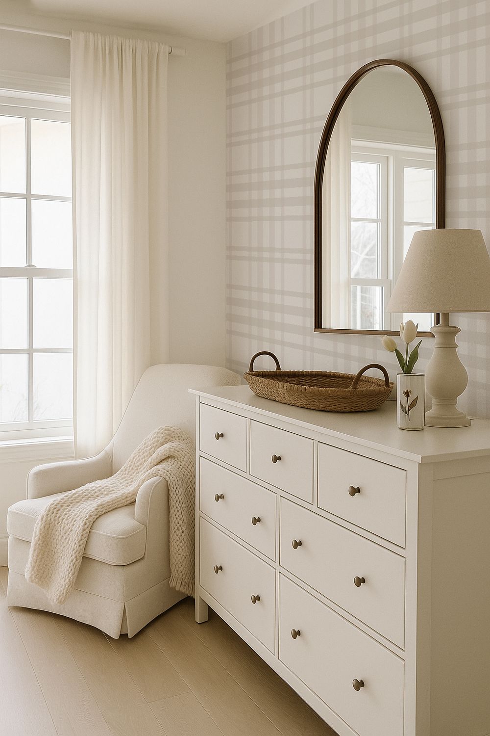 Neutral Plaid (Solid lines) Removable Wallpaper
