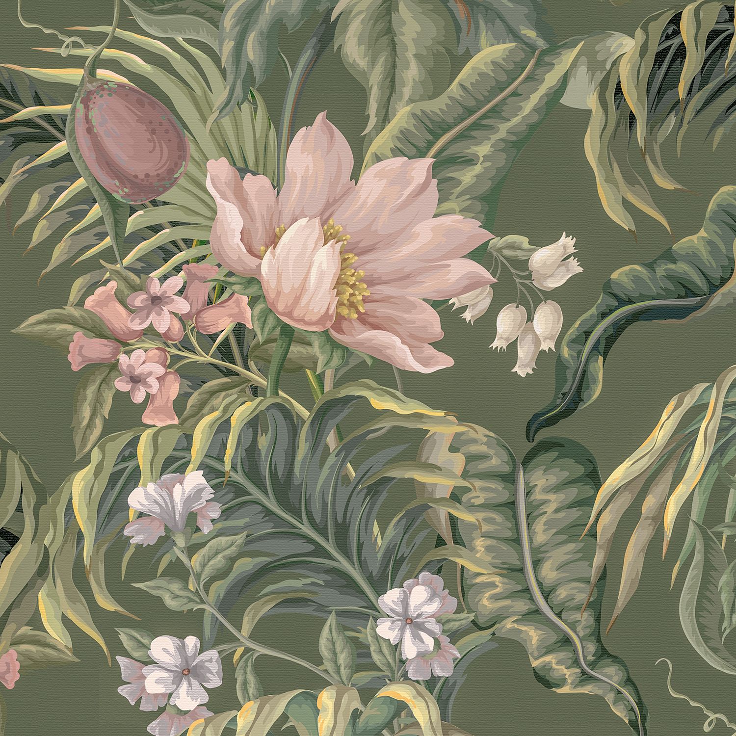 Moss &amp; Blush Arboretum Removable Wallpaper