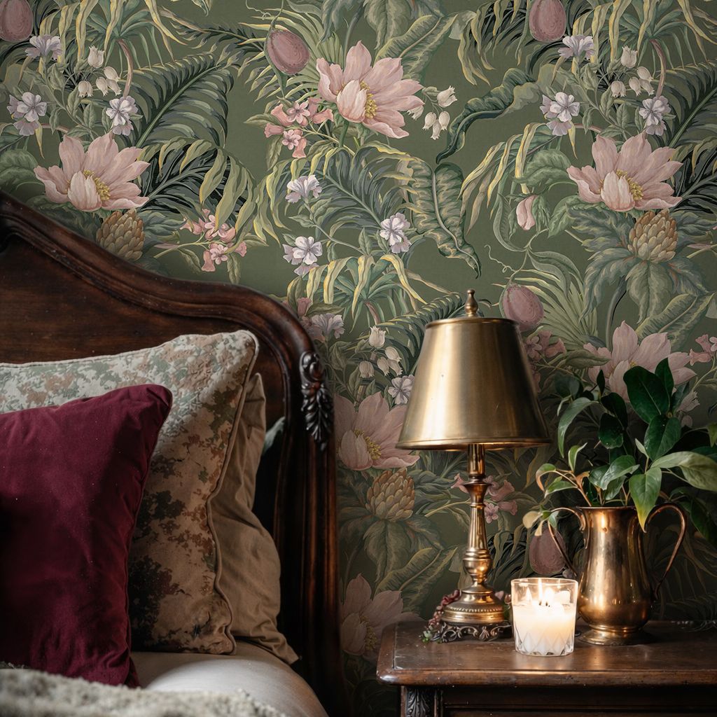 Moss &amp; Blush Arboretum Removable Wallpaper