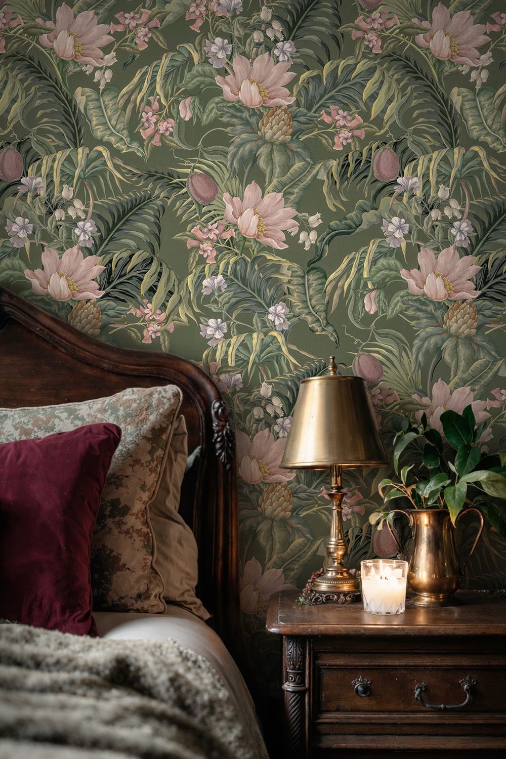 Moss &amp; Blush Arboretum Removable Wallpaper