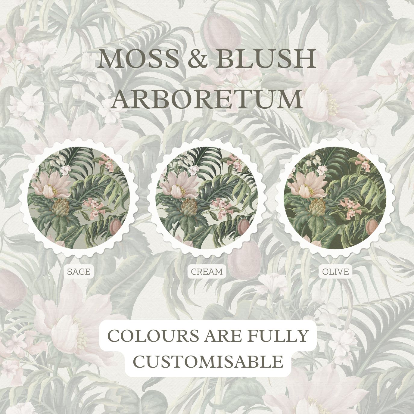 Moss &amp; Blush Arboretum Removable Wallpaper (colour options)