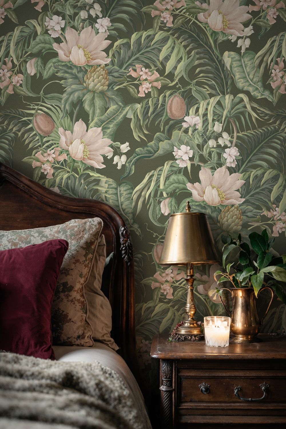 Moss &amp; Blush Arboretum Removable Wallpaper (colour options)