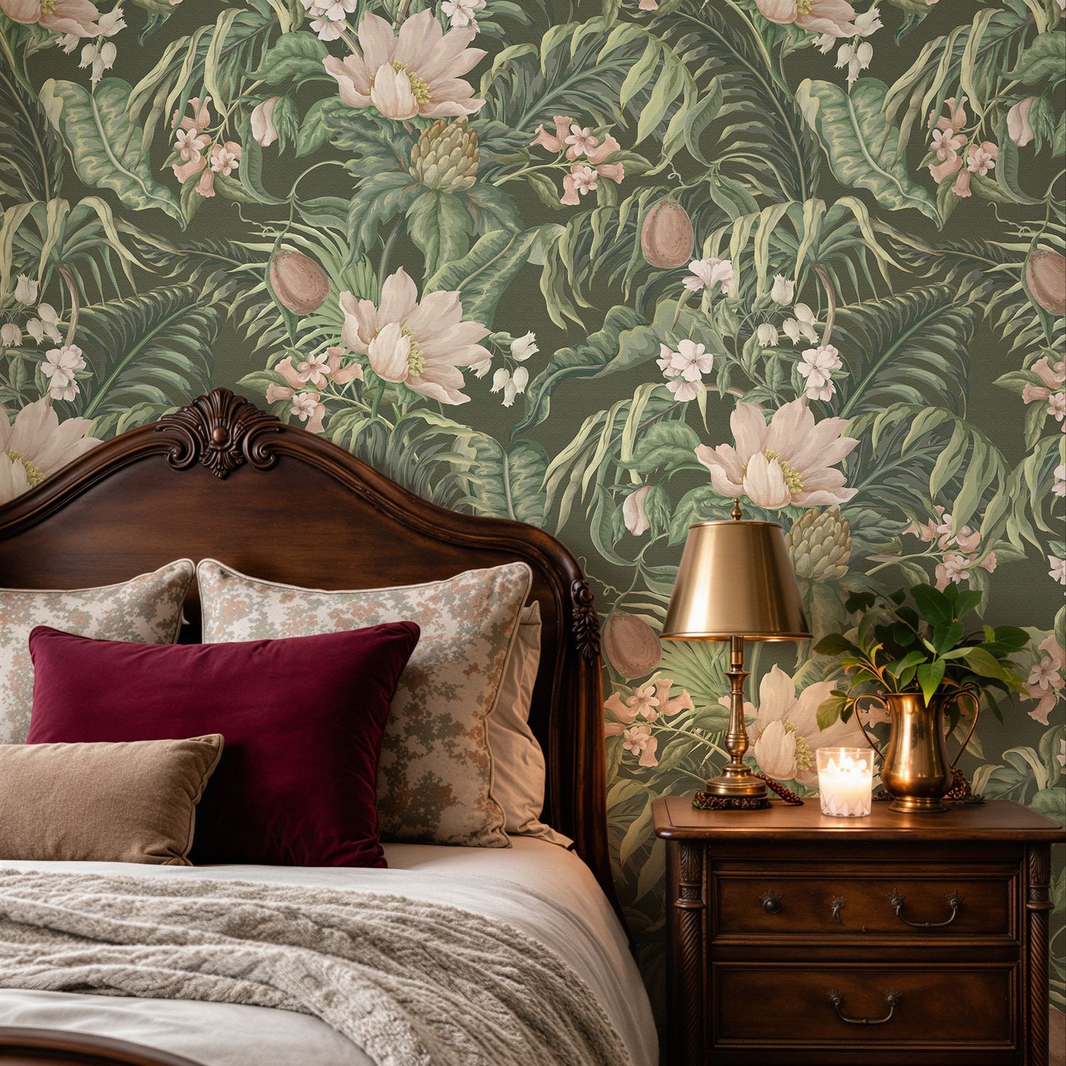 Moss &amp; Blush Arboretum Removable Wallpaper (colour options)