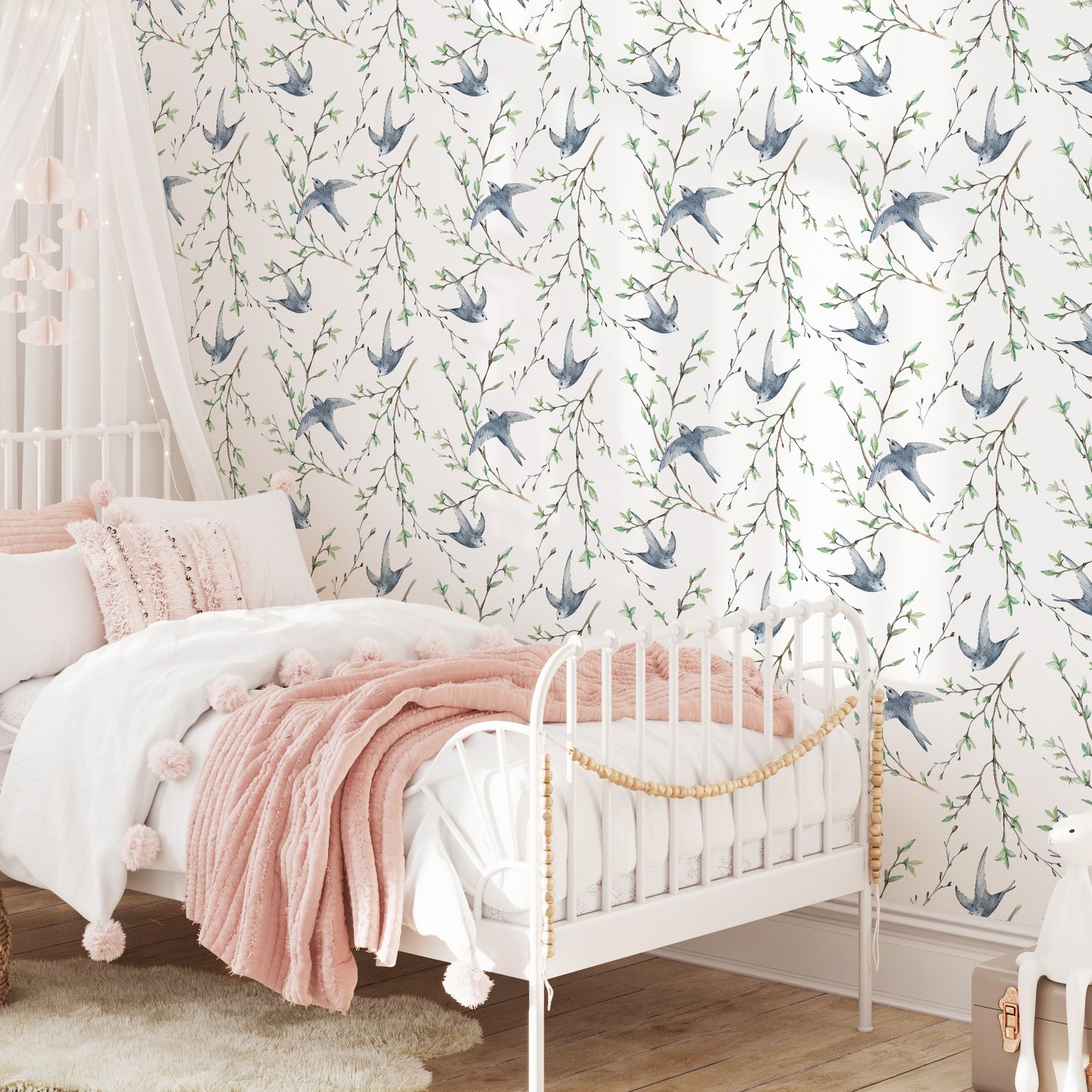 Graceful Bluebirds Removable Wallpaper