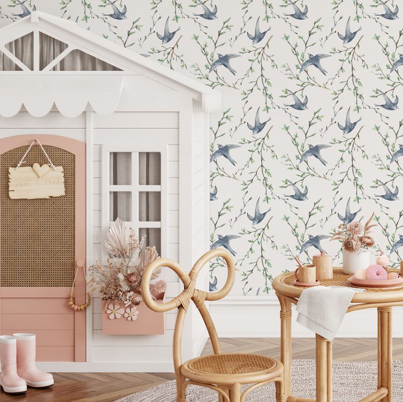 Graceful Bluebirds Removable Wallpaper
