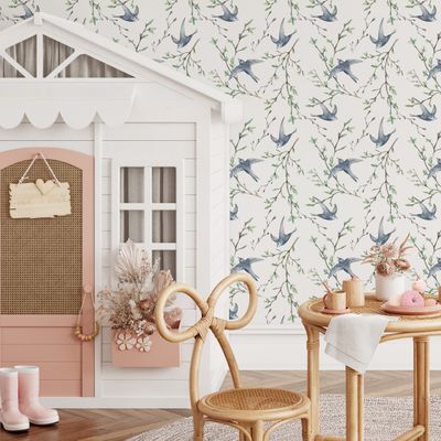 Graceful Bluebirds Removable Wallpaper