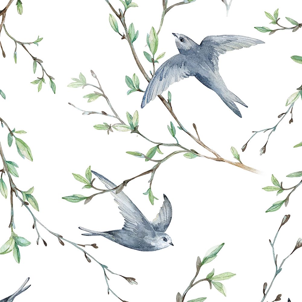 Graceful Bluebirds Removable Wallpaper
