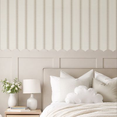 Luxe French Linen (Scalloped Stripes) Removable Wallpaper (Colour options)