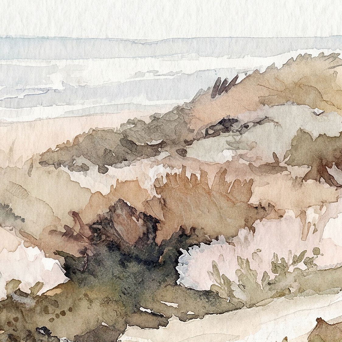 Sunlit Shore II (Watercolour)