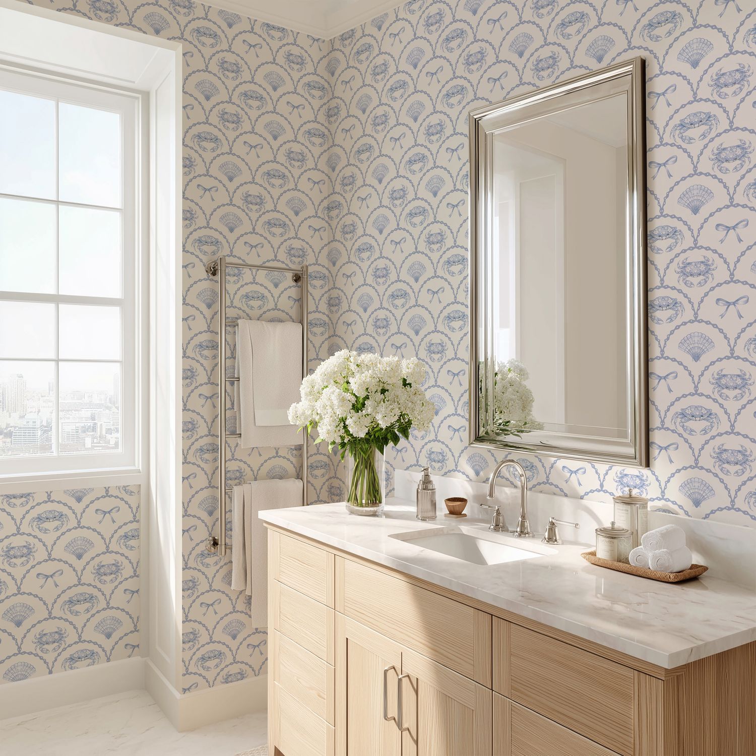 Coastal Claws and Bows Removable Wallpaper (Colour options)