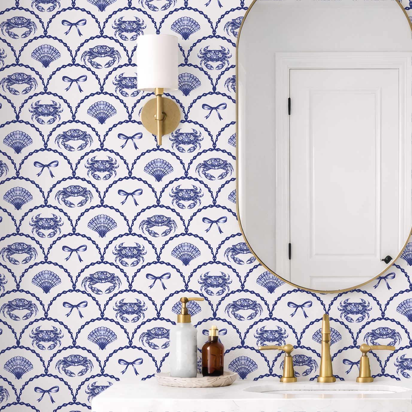 Coastal Claws and Bows Removable Wallpaper (Colour options)