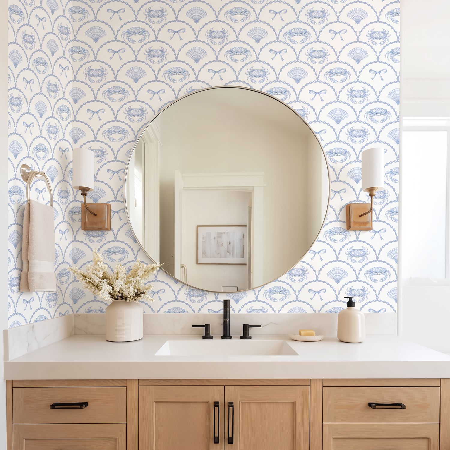 Coastal Claws and Bows Removable Wallpaper (Colour options)