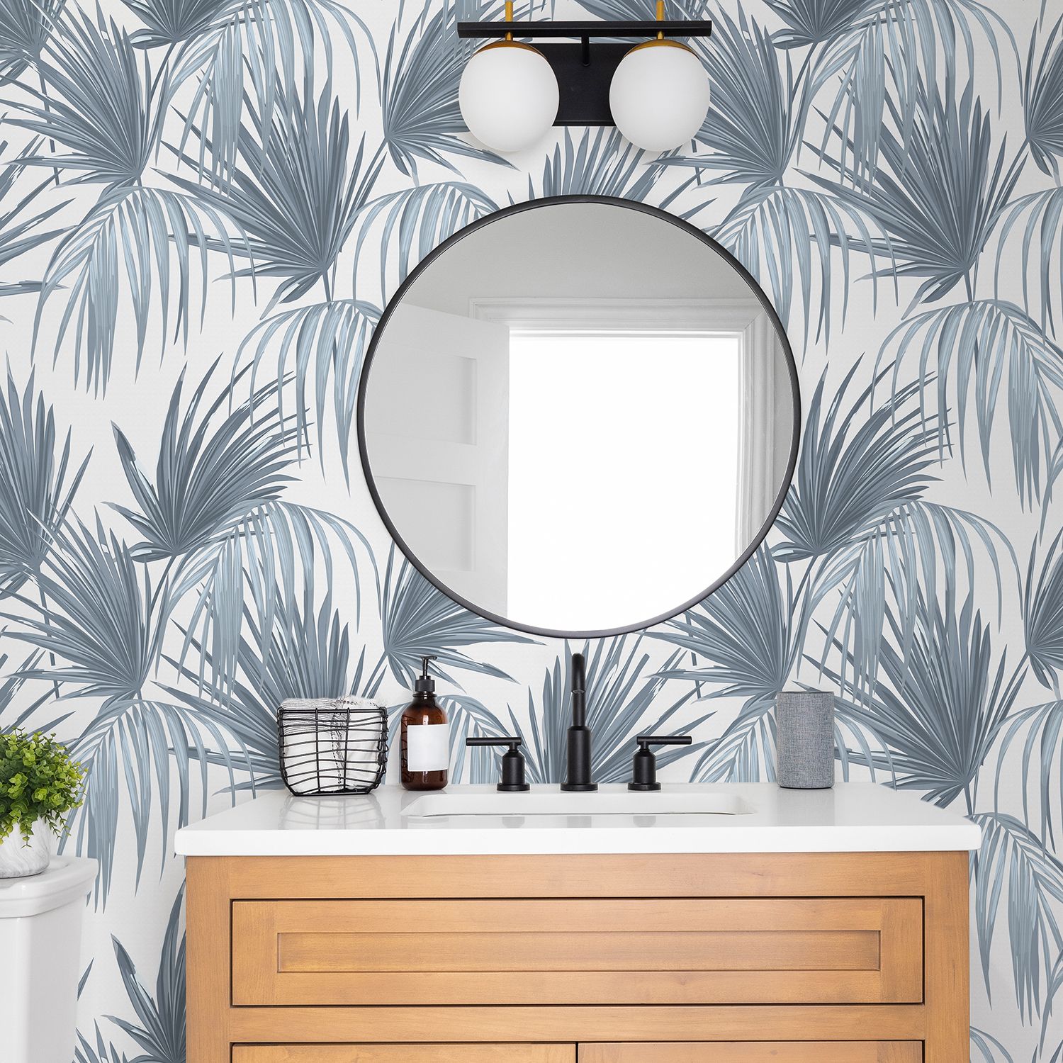 Tropical Fronds 2026 (Blue) Removable Wallpaper