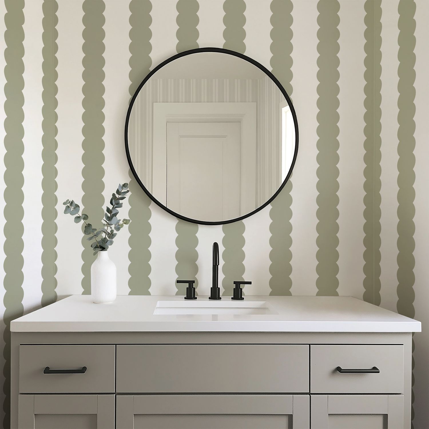 Bubble Scallop Stripes Removable Wallpaper