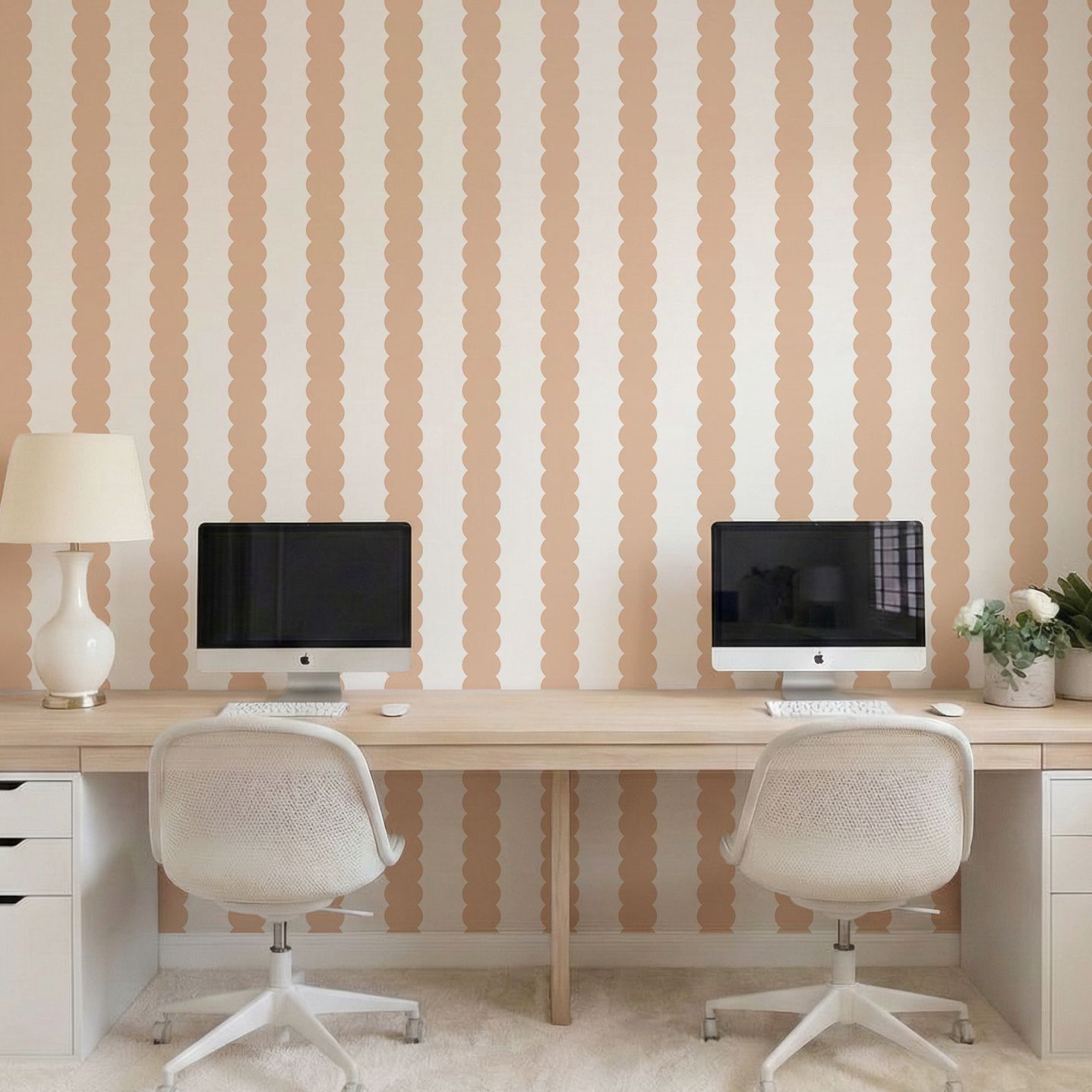 Bubble Scallop Stripes Removable Wallpaper