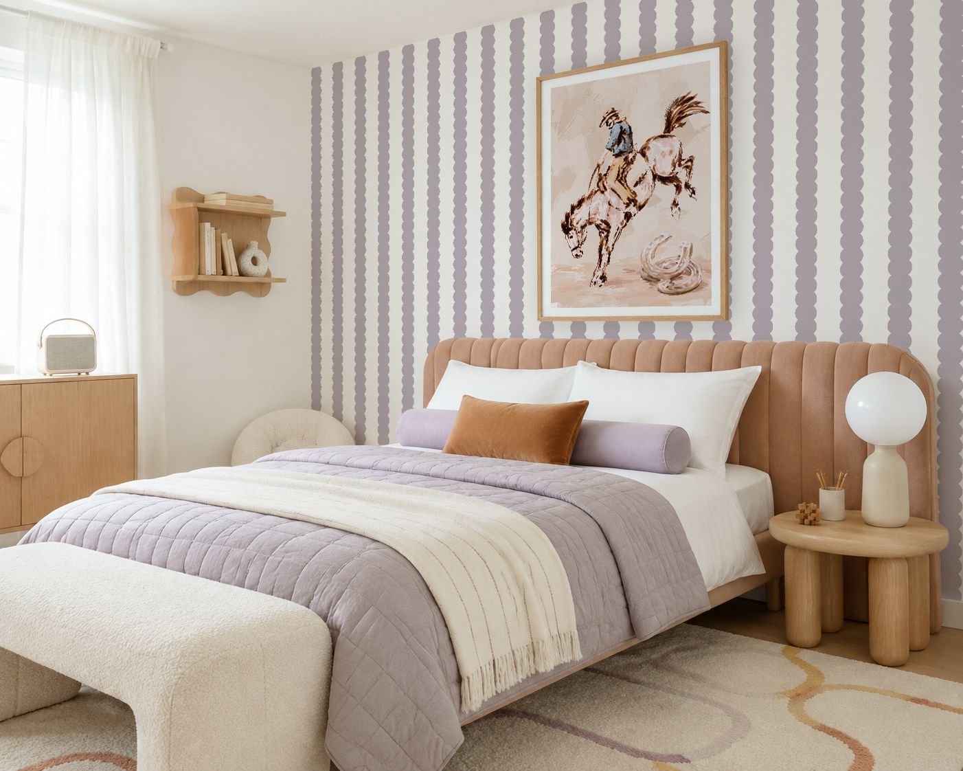 Bubble Scallop Stripes Removable Wallpaper