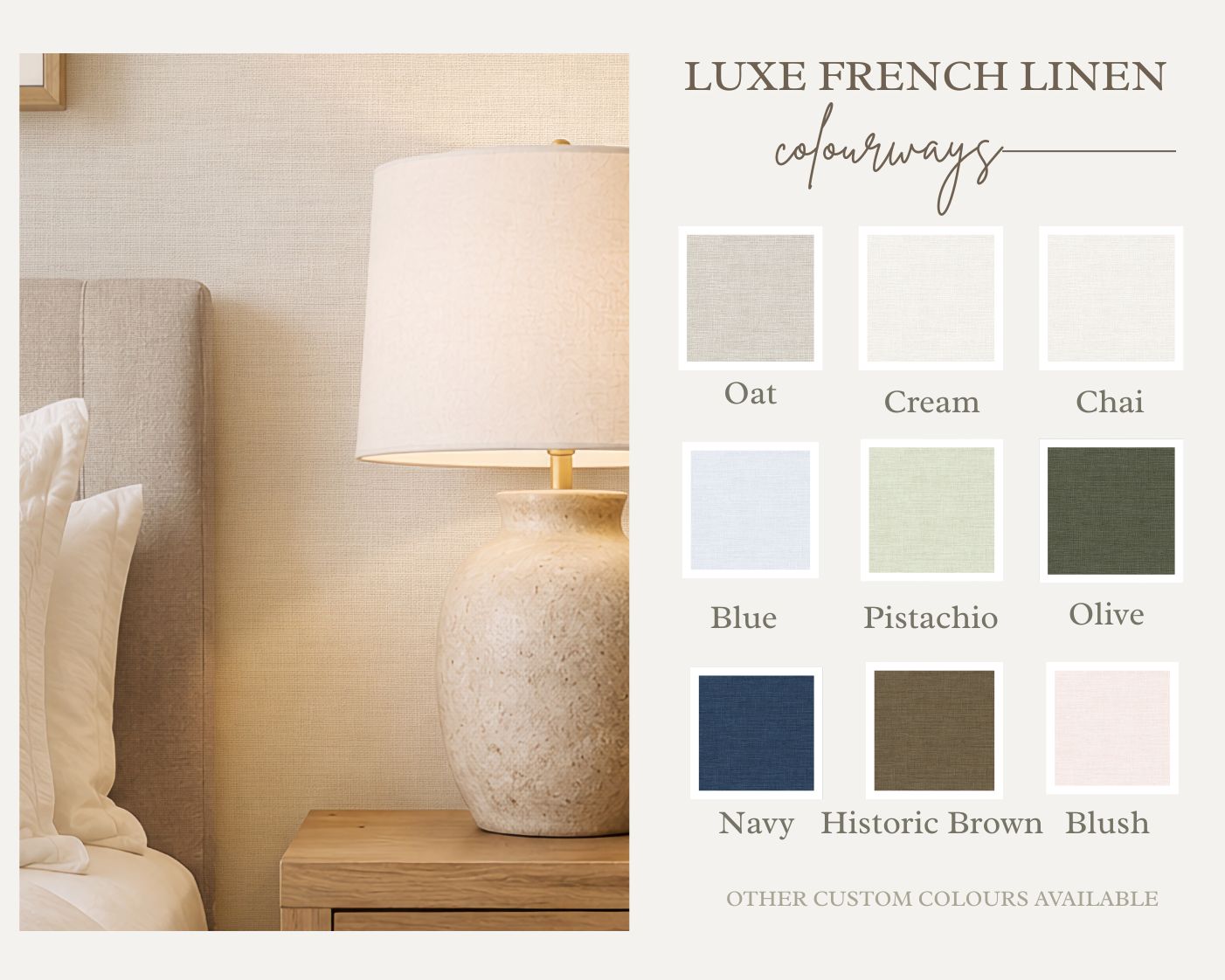 Luxe French Linen (Colour Options) Removable Wallpaper