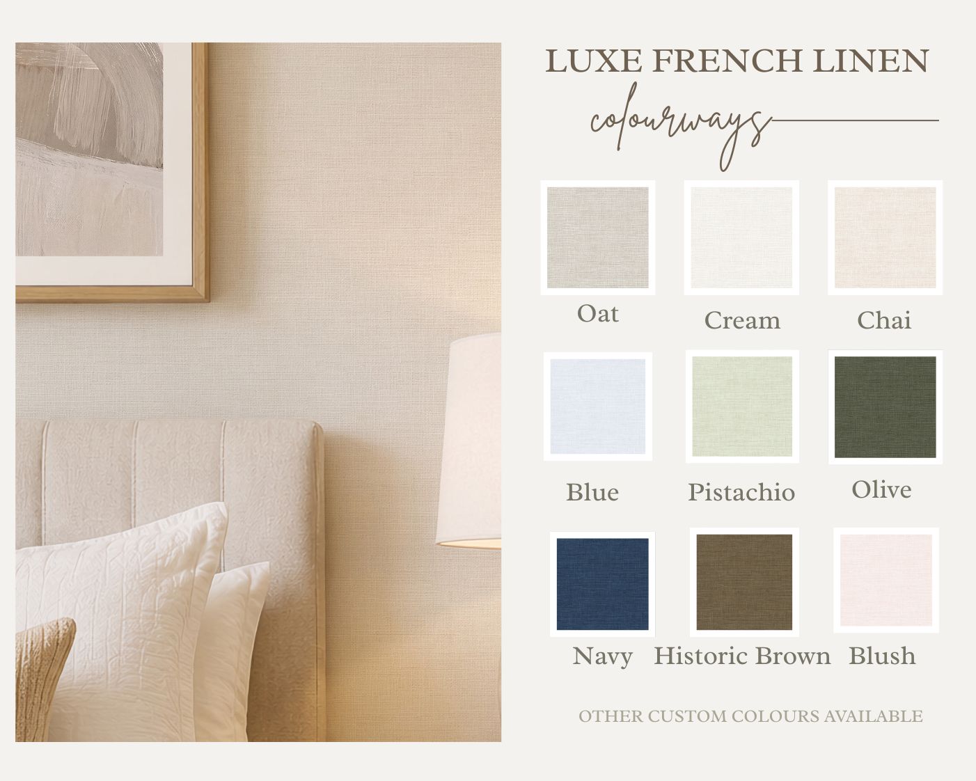 Luxe French Linen (Colour Options) Removable Wallpaper