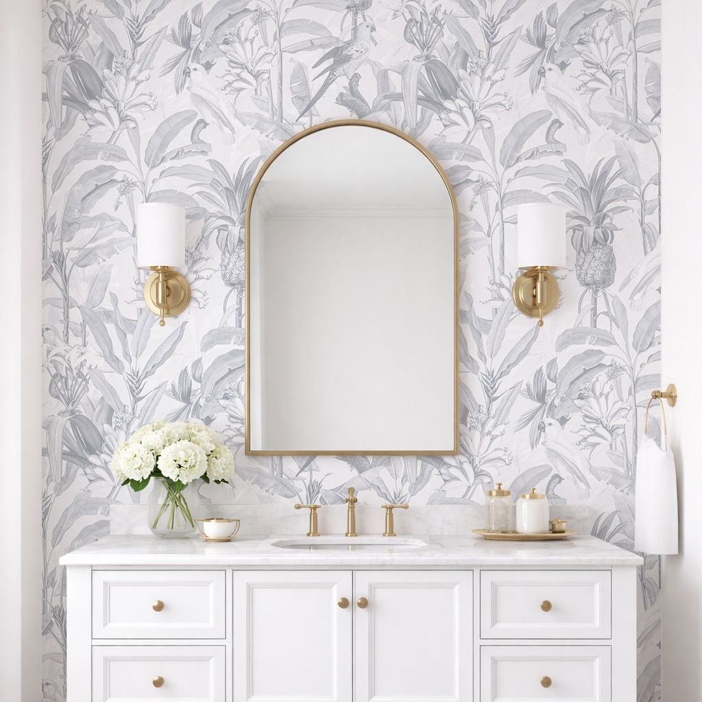 Hamptons Tropical Jungle Removable Wallpaper (Blue)