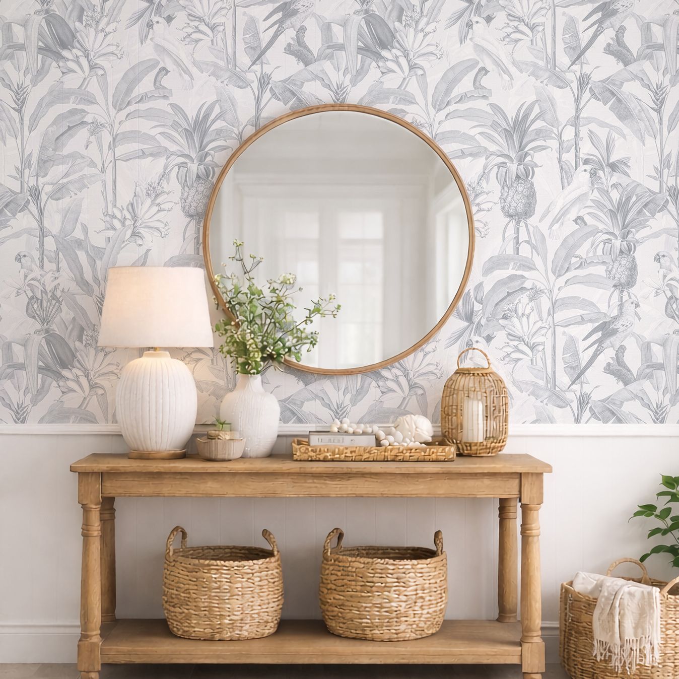 Hamptons Tropical Jungle Removable Wallpaper (Blue)