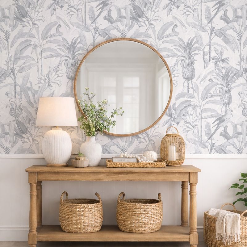 Hamptons Tropical Jungle Removable Wallpaper (Blue)