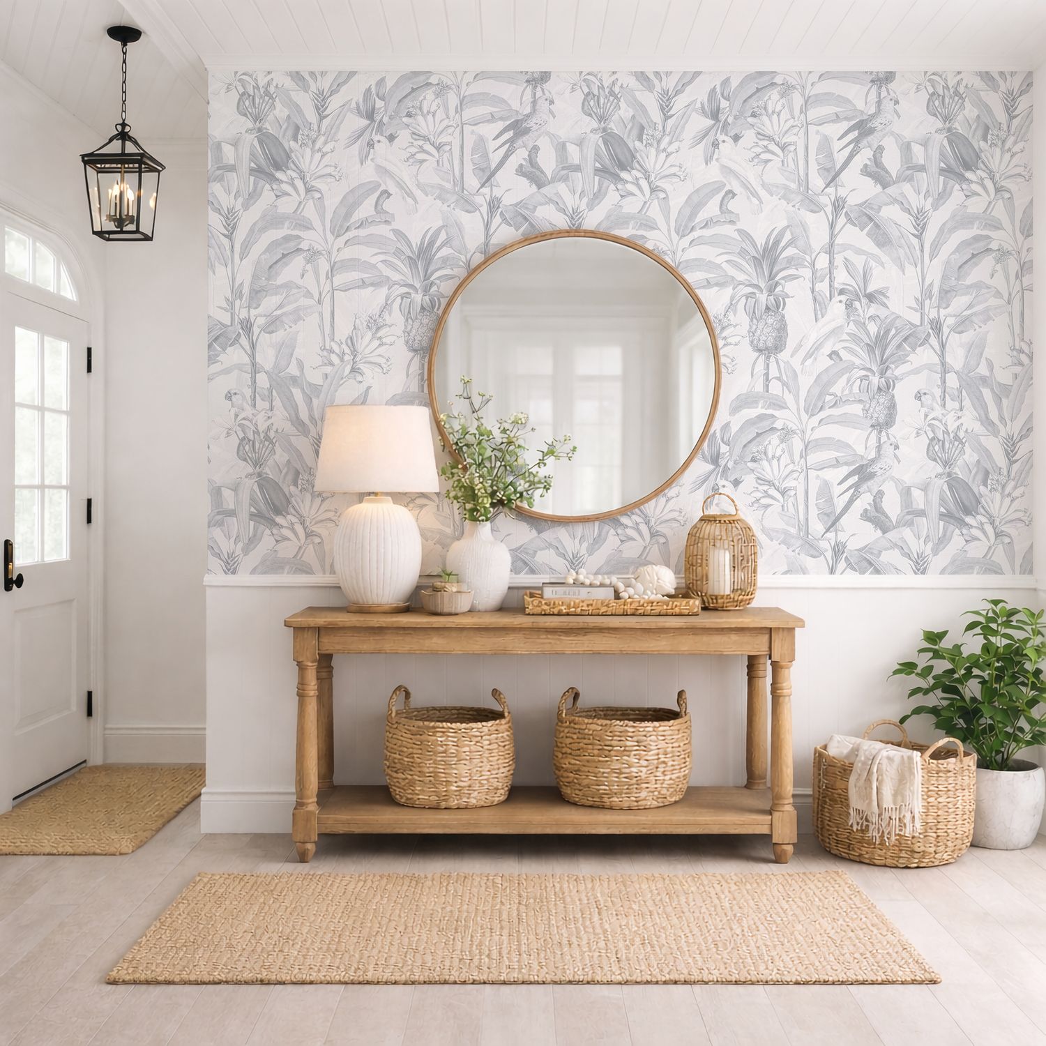 Hamptons Tropical Jungle Removable Wallpaper (Blue)