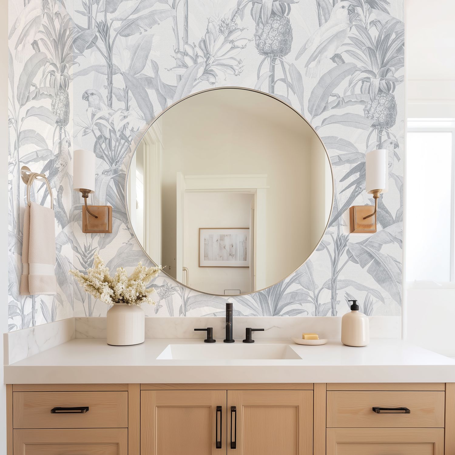 Hamptons Tropical Jungle Removable Wallpaper (Blue)