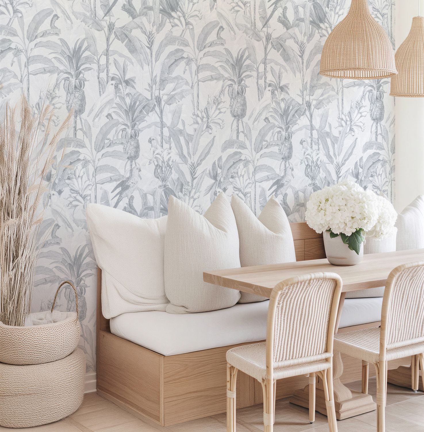 Hamptons Tropical Jungle Removable Wallpaper (Blue)