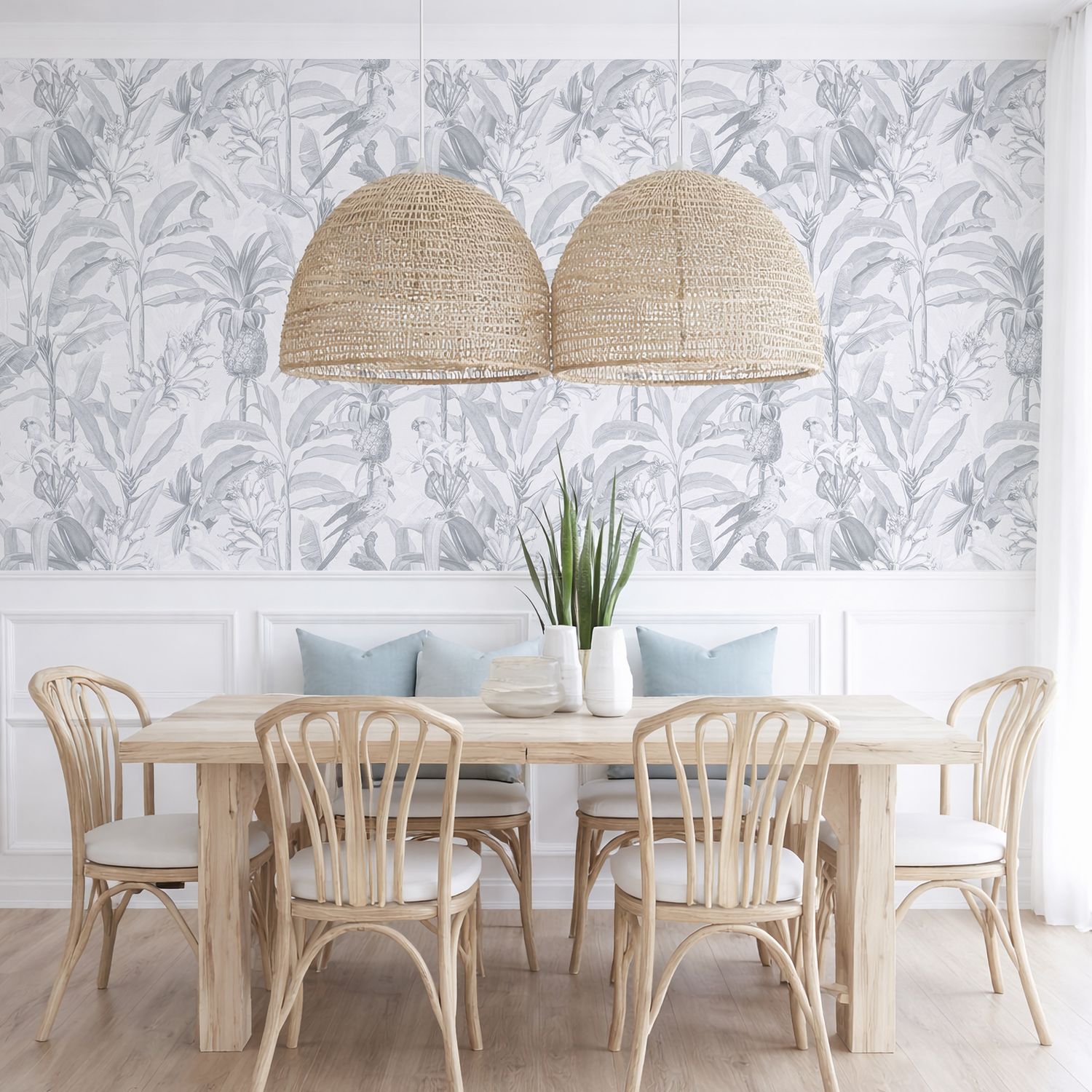 Hamptons Tropical Jungle Removable Wallpaper (Blue)