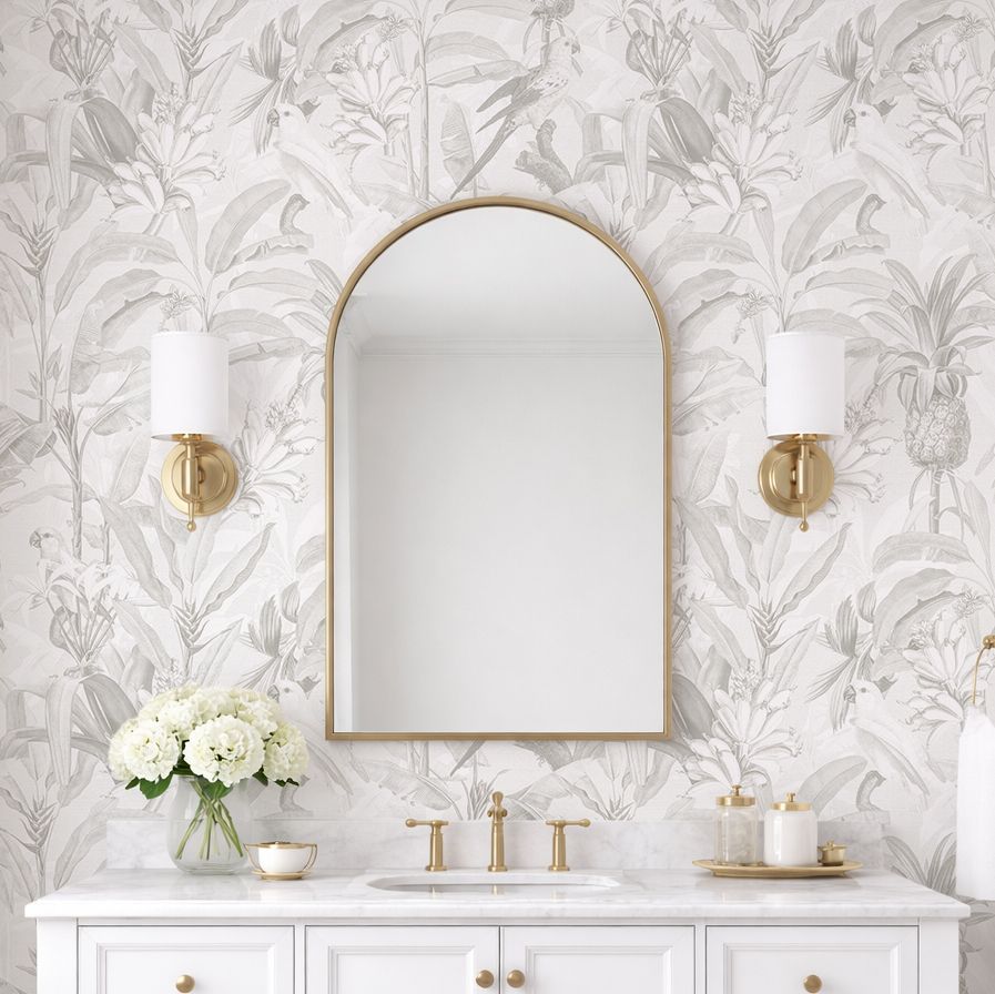 Hamptons Tropical Jungle Removable Wallpaper (Grey)