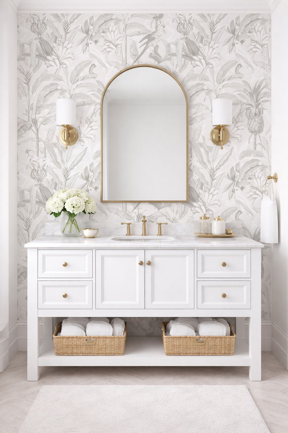 Hamptons Tropical Jungle Removable Wallpaper (Grey)