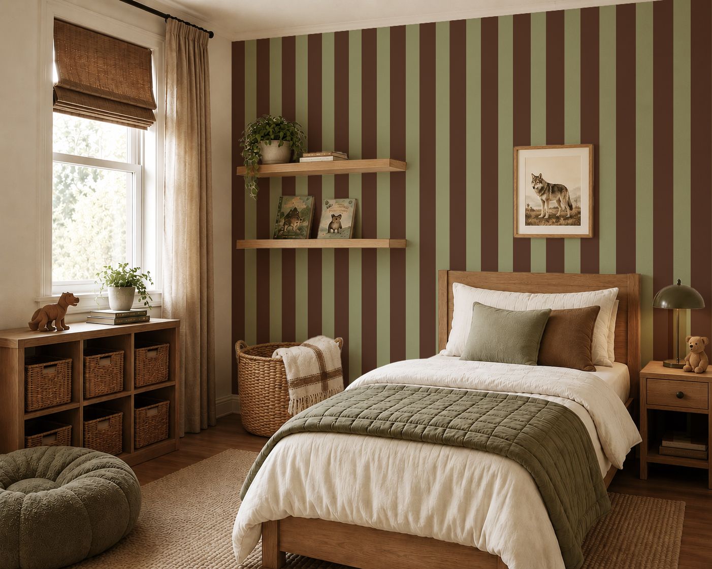 Two-Tone Vintage Stripes (Colour Options) Removable Wallpaper