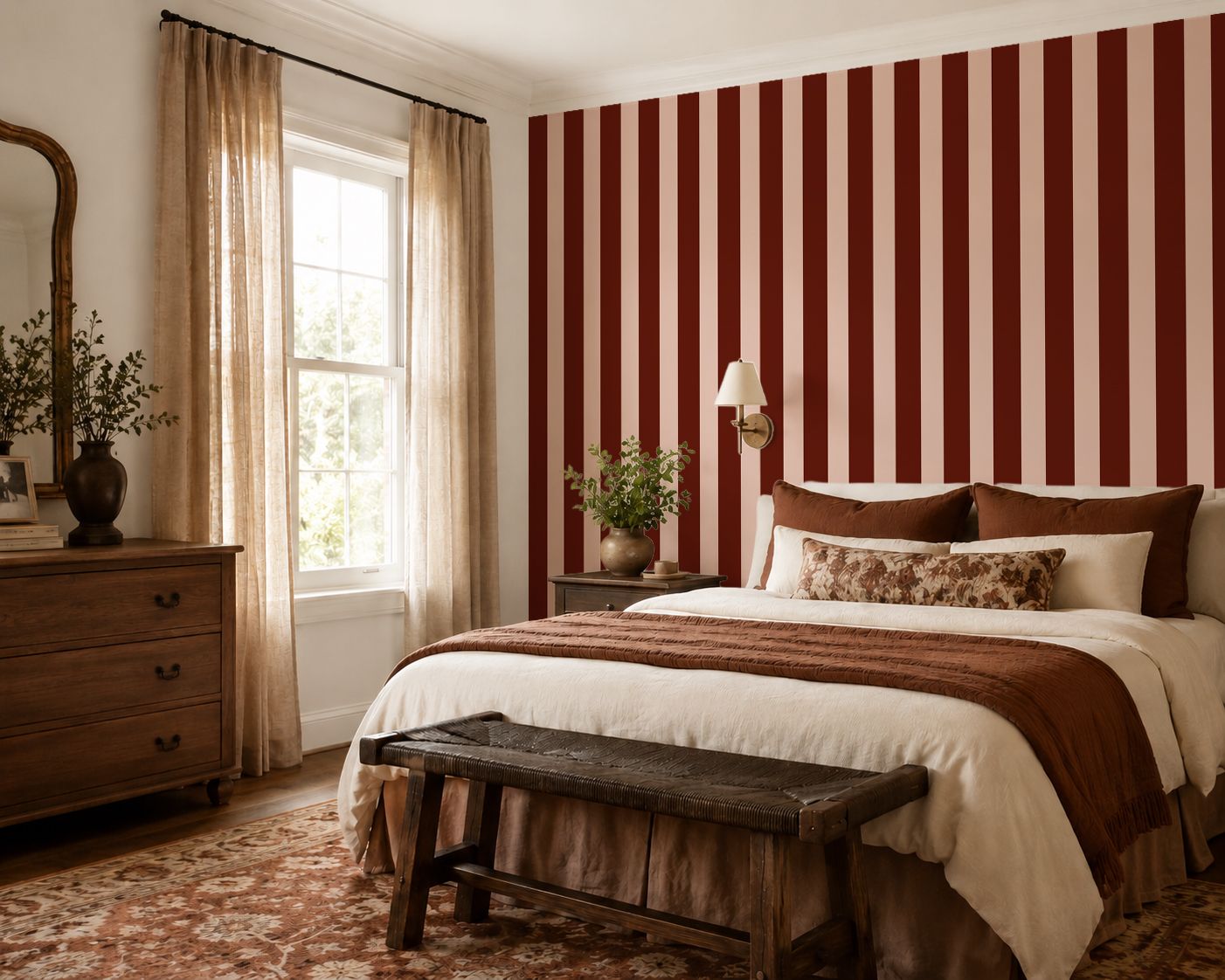 Two-Tone Vintage Stripes (Colour Options) Removable Wallpaper