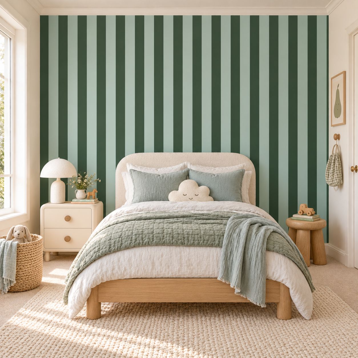 Two-Tone Vintage Stripes (Colour Options) Removable Wallpaper