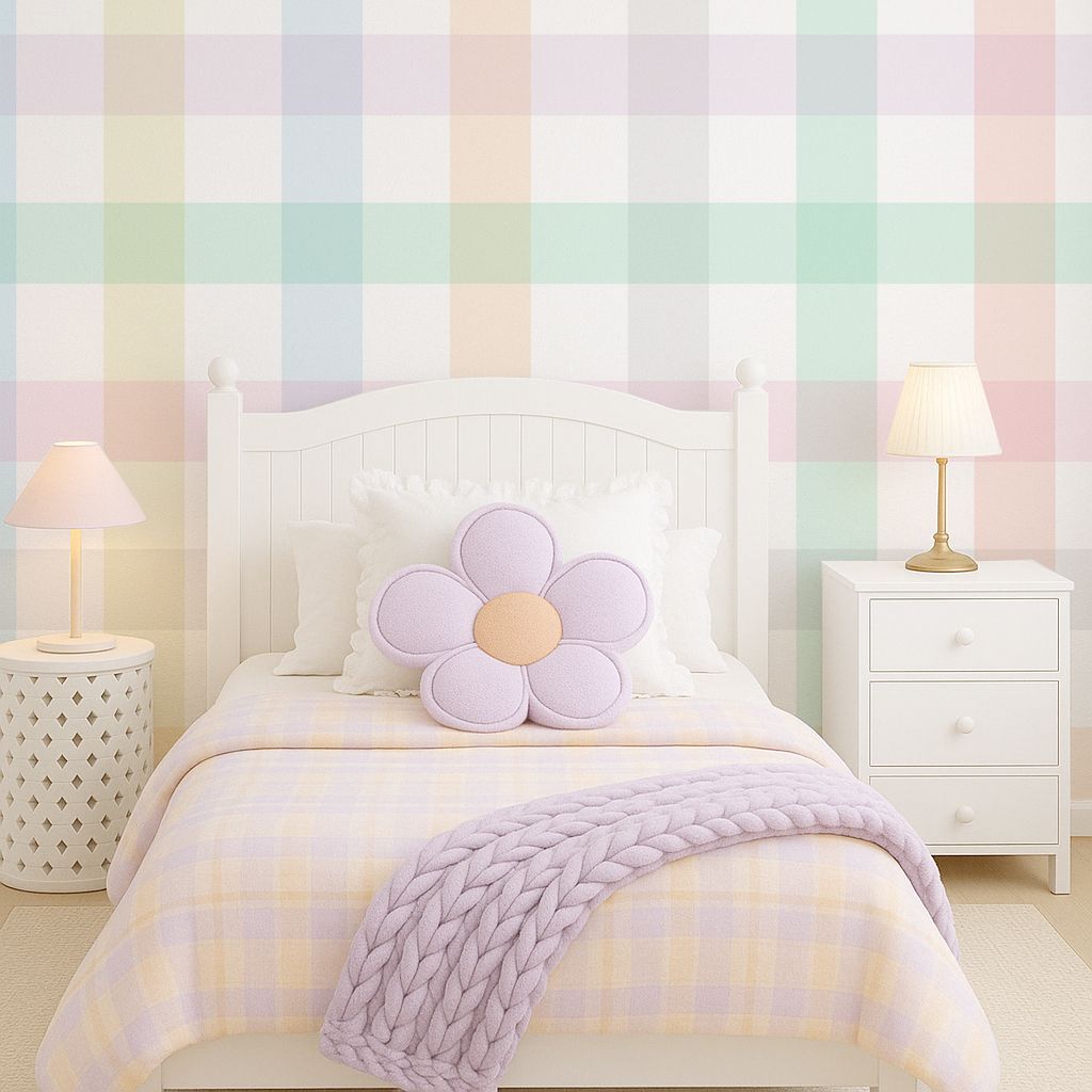 Pastel Gingham (Large) Removable Wallpaper