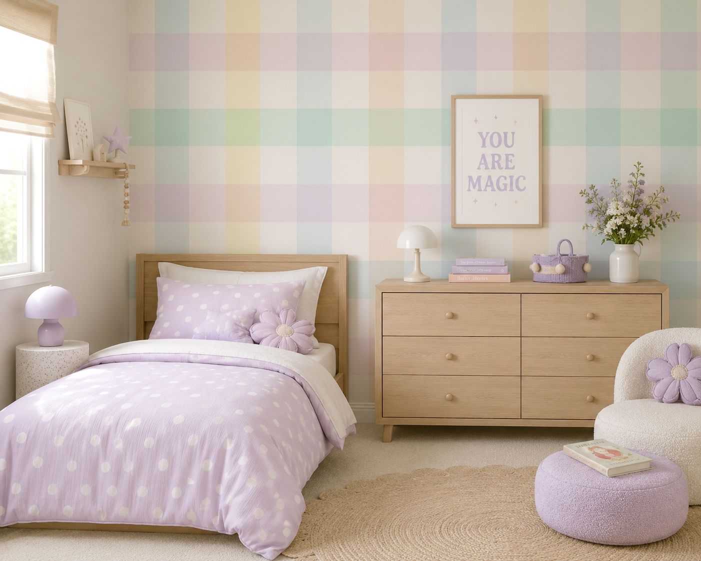 Pastel Gingham (Large) Removable Wallpaper