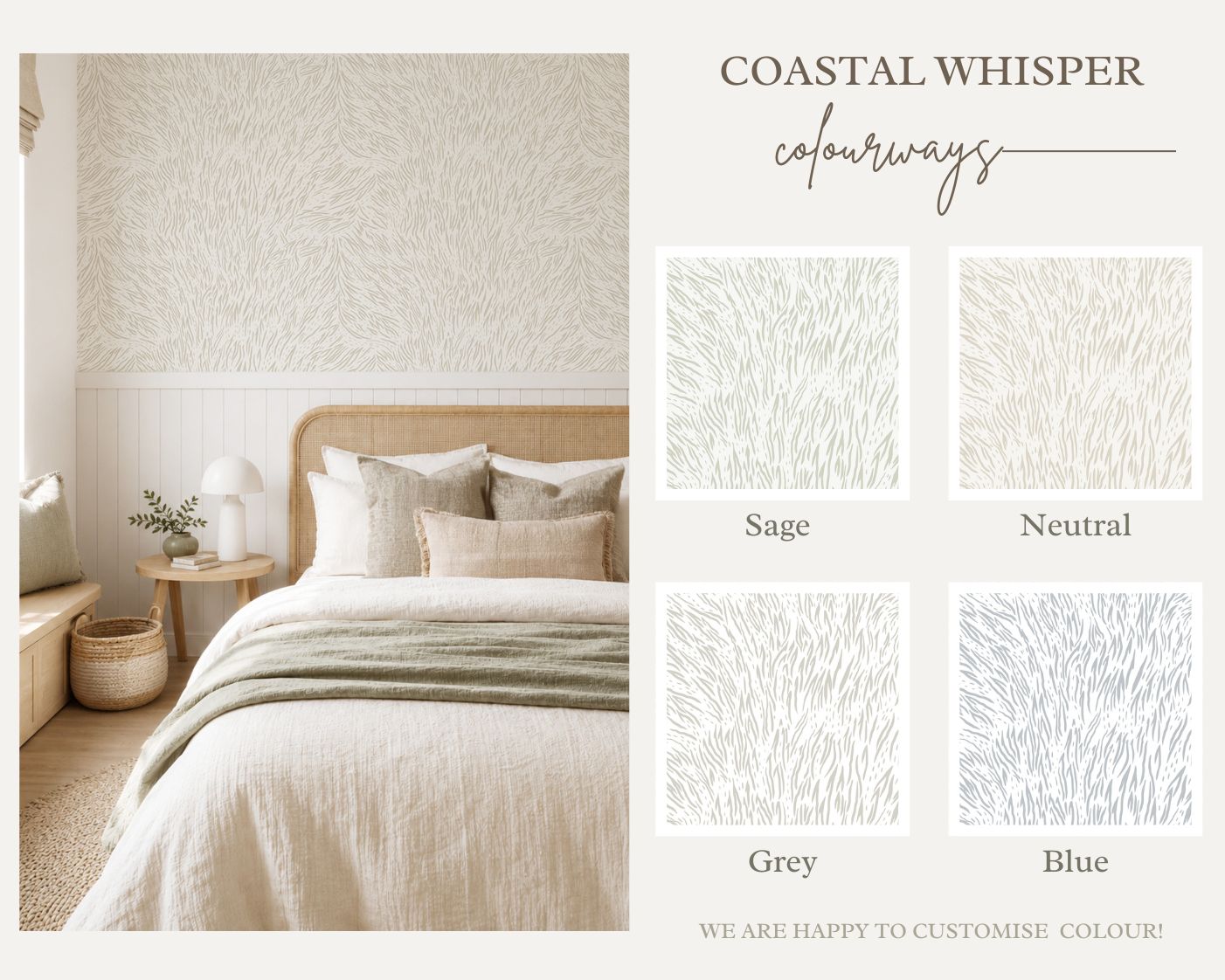 Coastal Whisper Removable Wallpaper (colour options)
