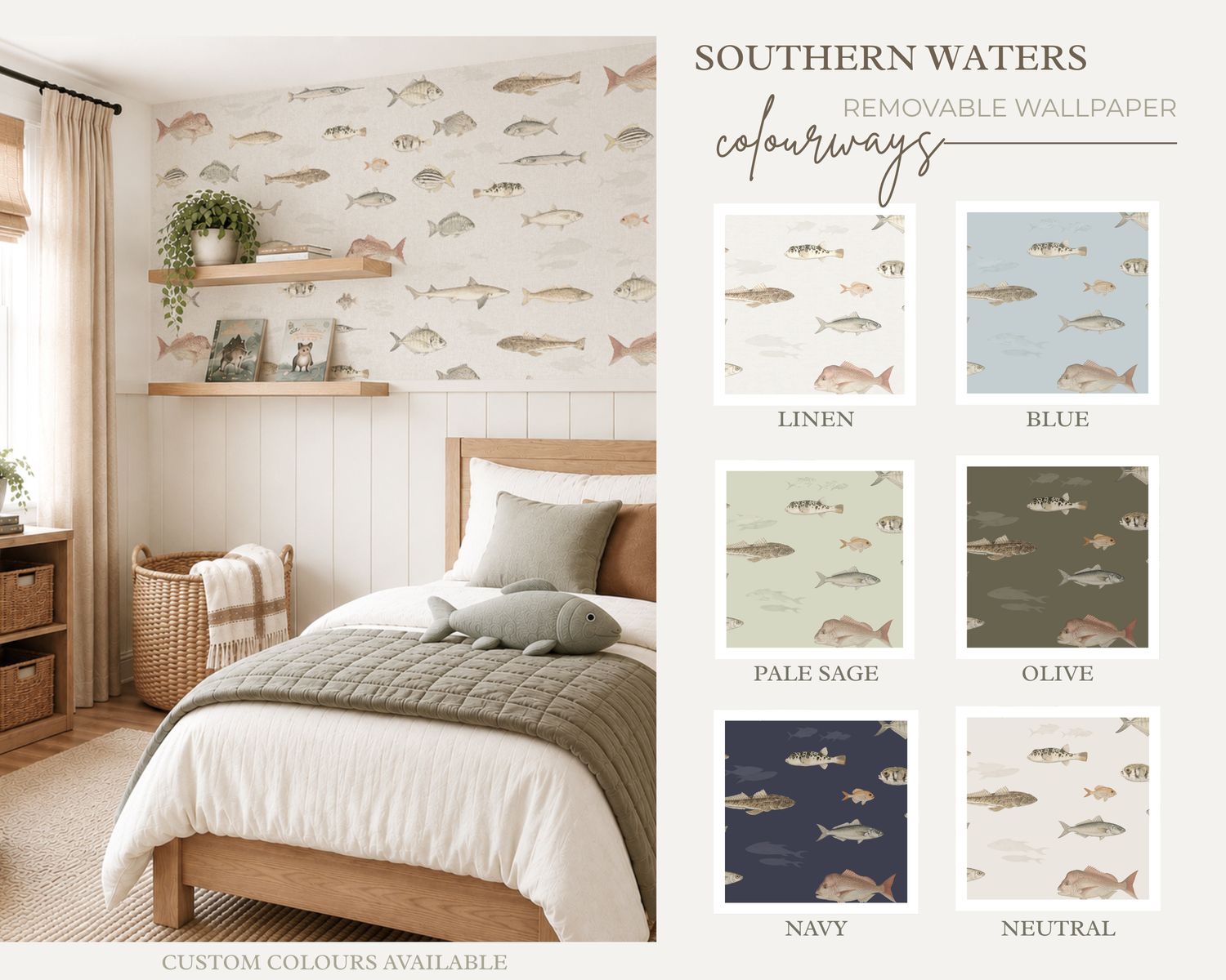 Southern Waters (Colour Options) Removable Wallpaper
