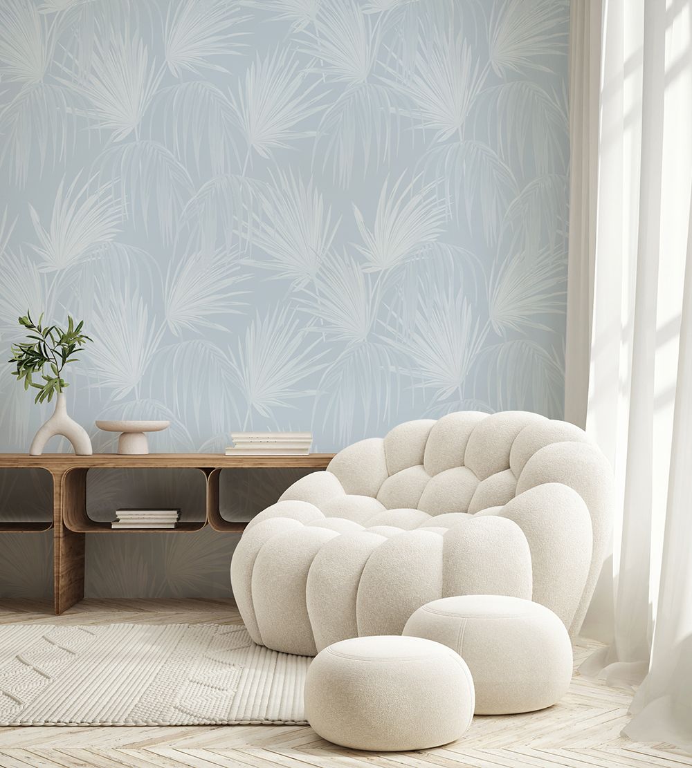Tropical Fronds 2026 Hamptons Blue II Removable Wallpaper