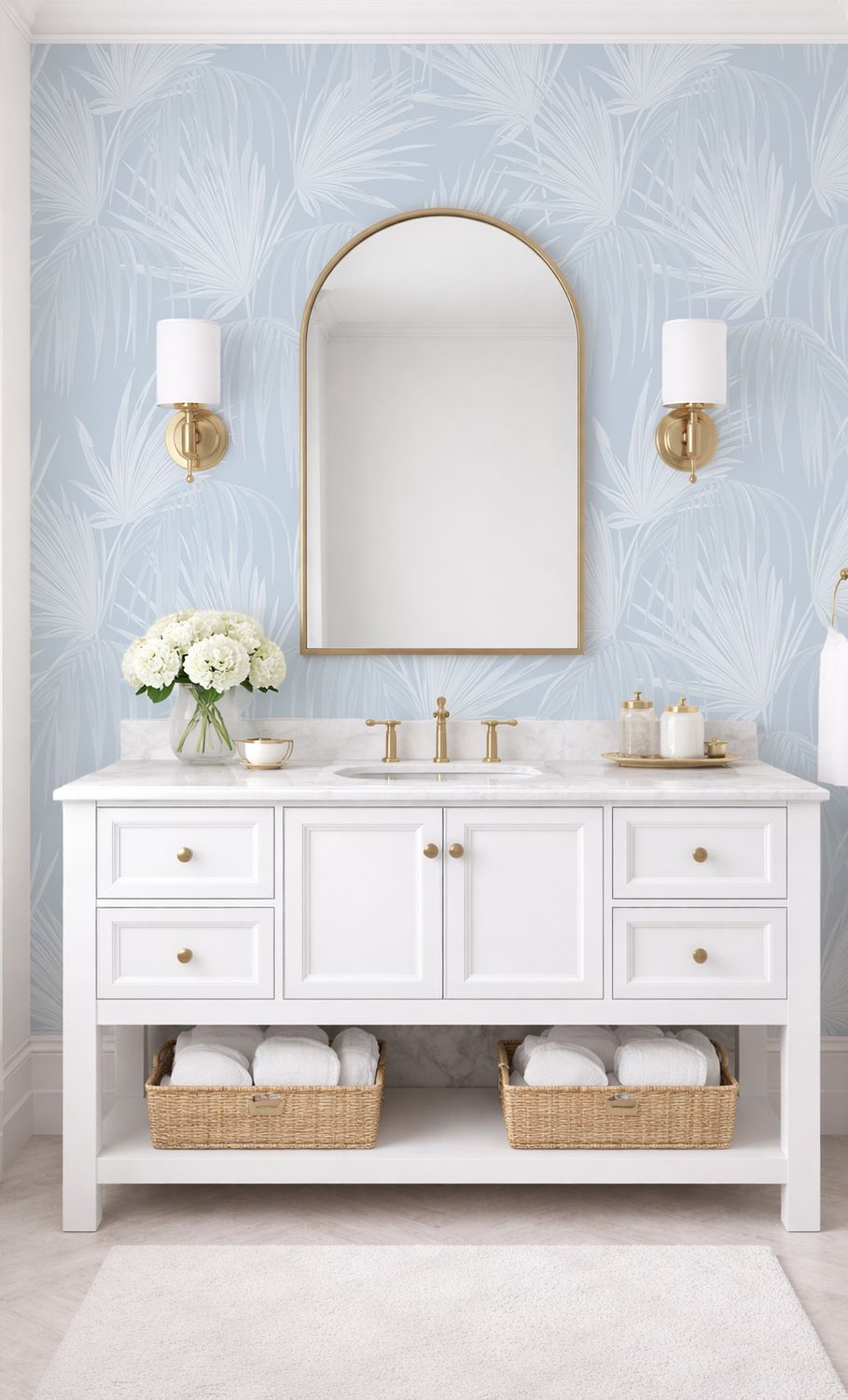Tropical Fronds 2026 Hamptons Blue II Removable Wallpaper