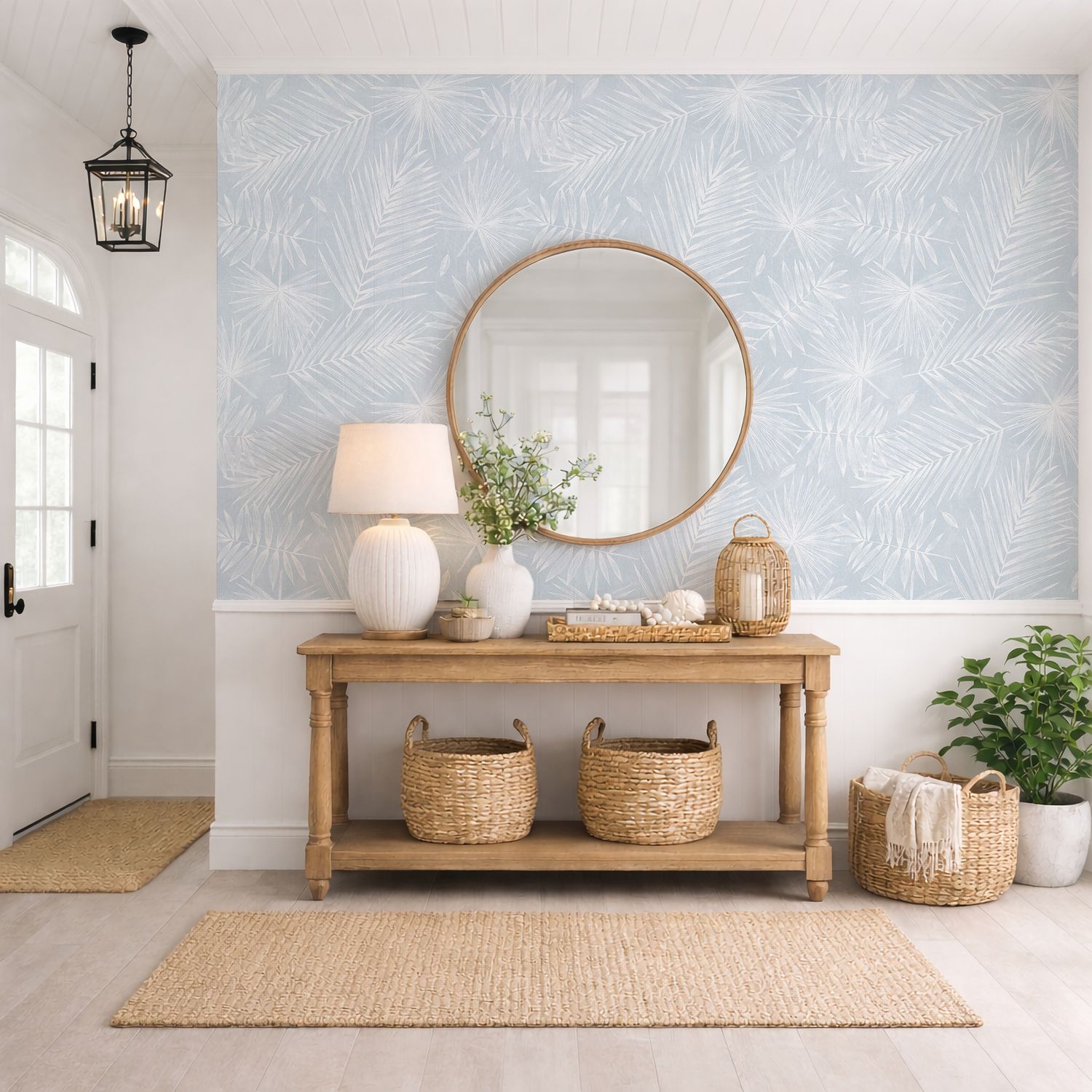 Tropical Foliage (Hamptons Blue) Removable Wallpaper