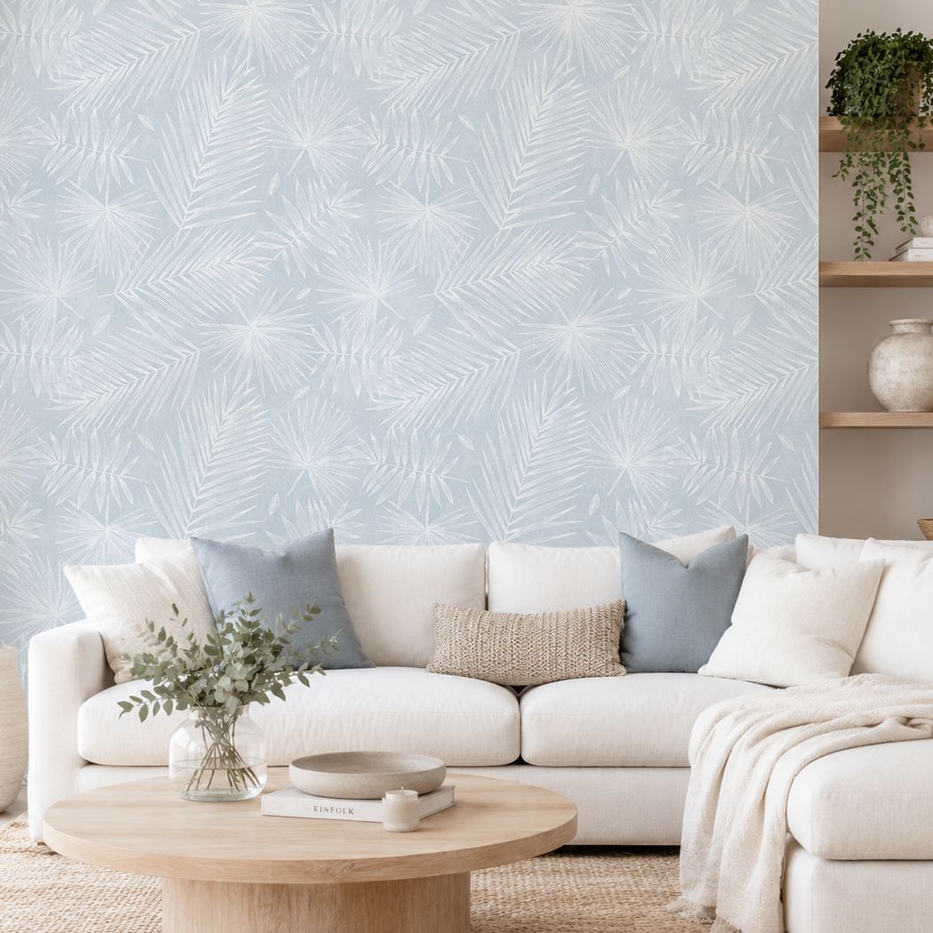 Tropical Foliage (Hamptons Blue) Removable Wallpaper