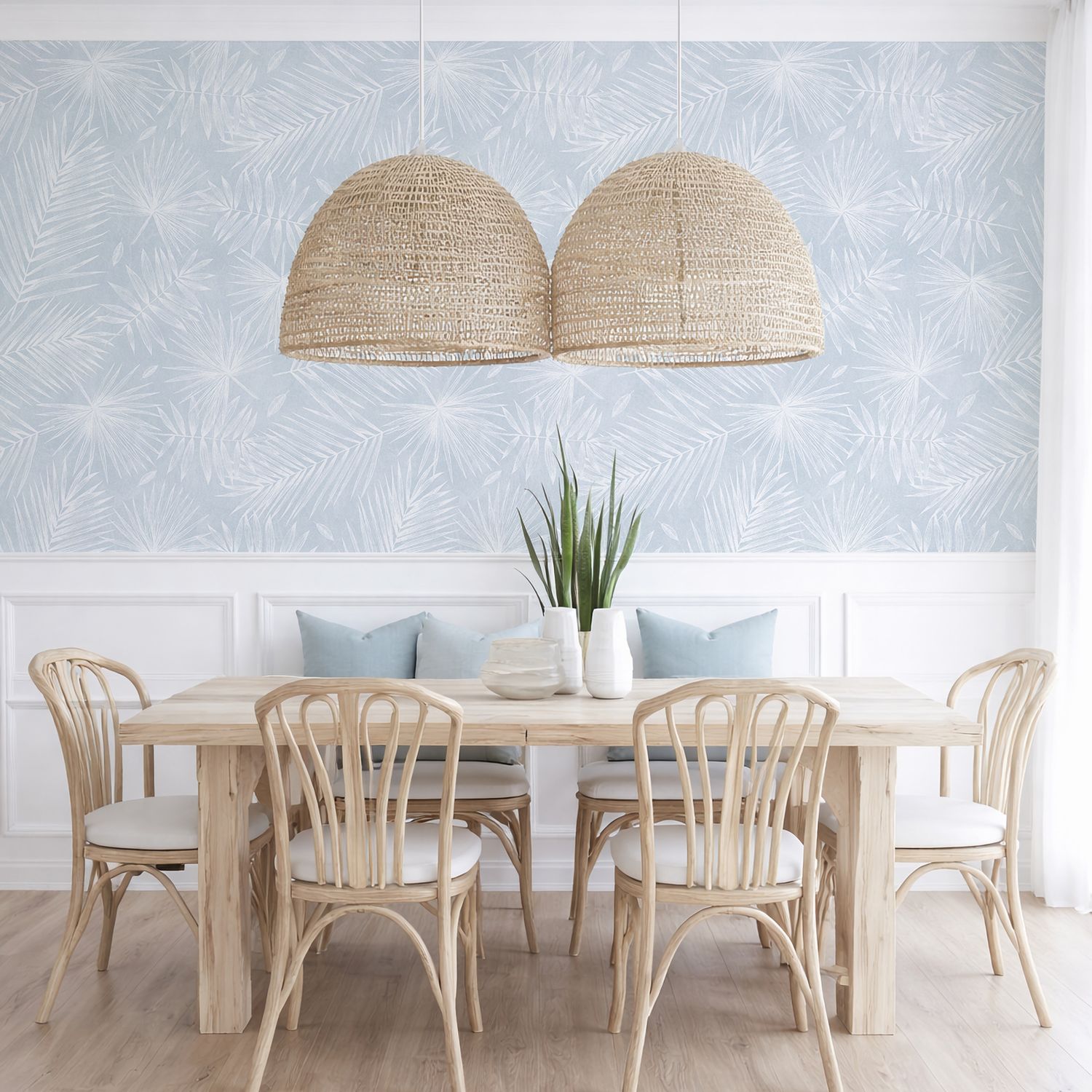 Tropical Foliage (Hamptons Blue) Removable Wallpaper