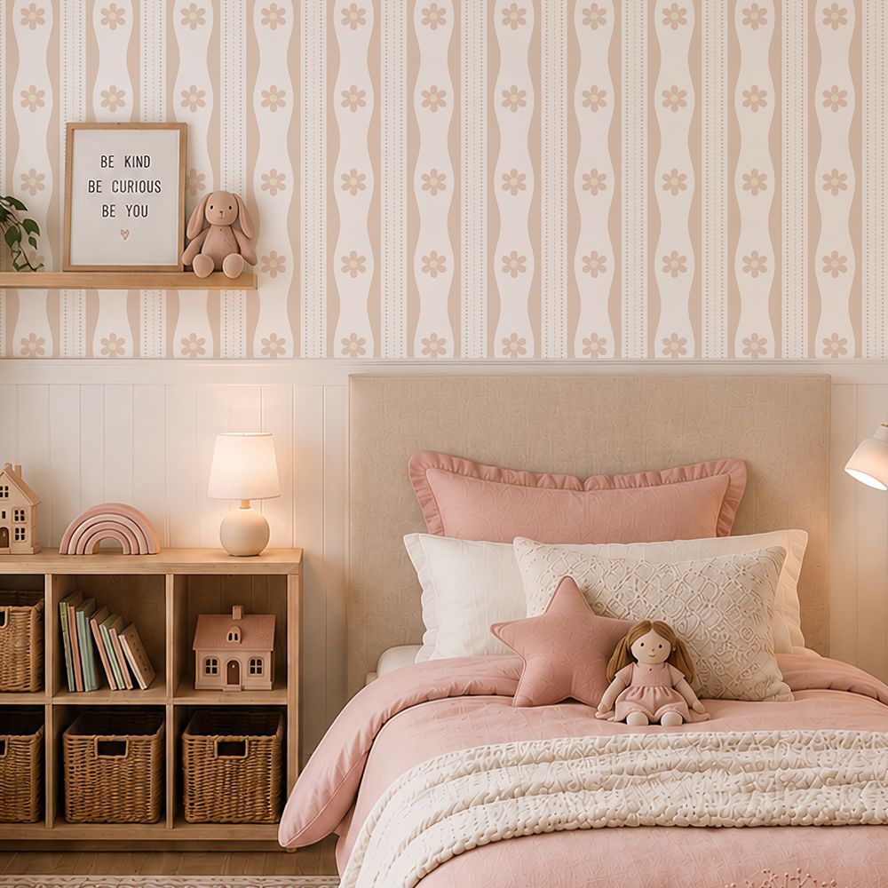 Daisy Ribbon (colour options) Removable Wallpaper