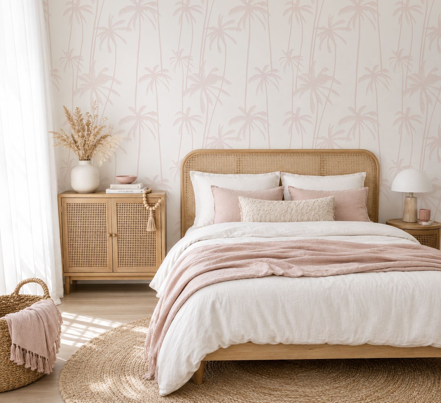 Dusty Blush Palms Removable Wallpaper
