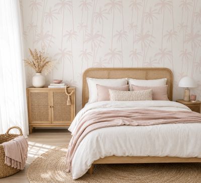 Dusty Blush Palms Removable Wallpaper