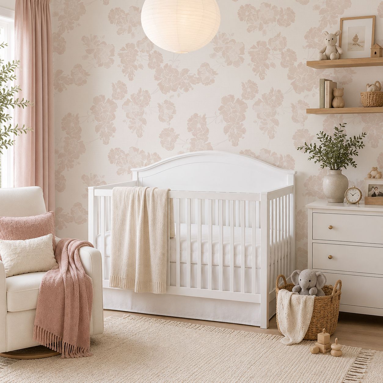 Porcelain Blooms (XL Dusty Rose) Removable Wallpaper