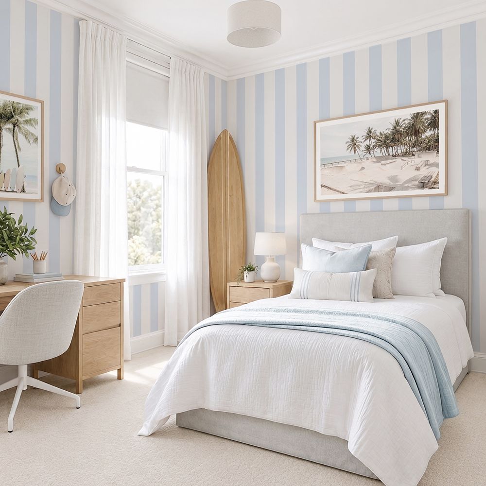 Stripes Removable Wallpaper (Baby Blue)