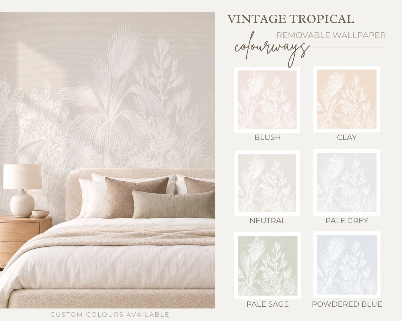 Vintage Tropical Removable Wallpaper II (colour options)