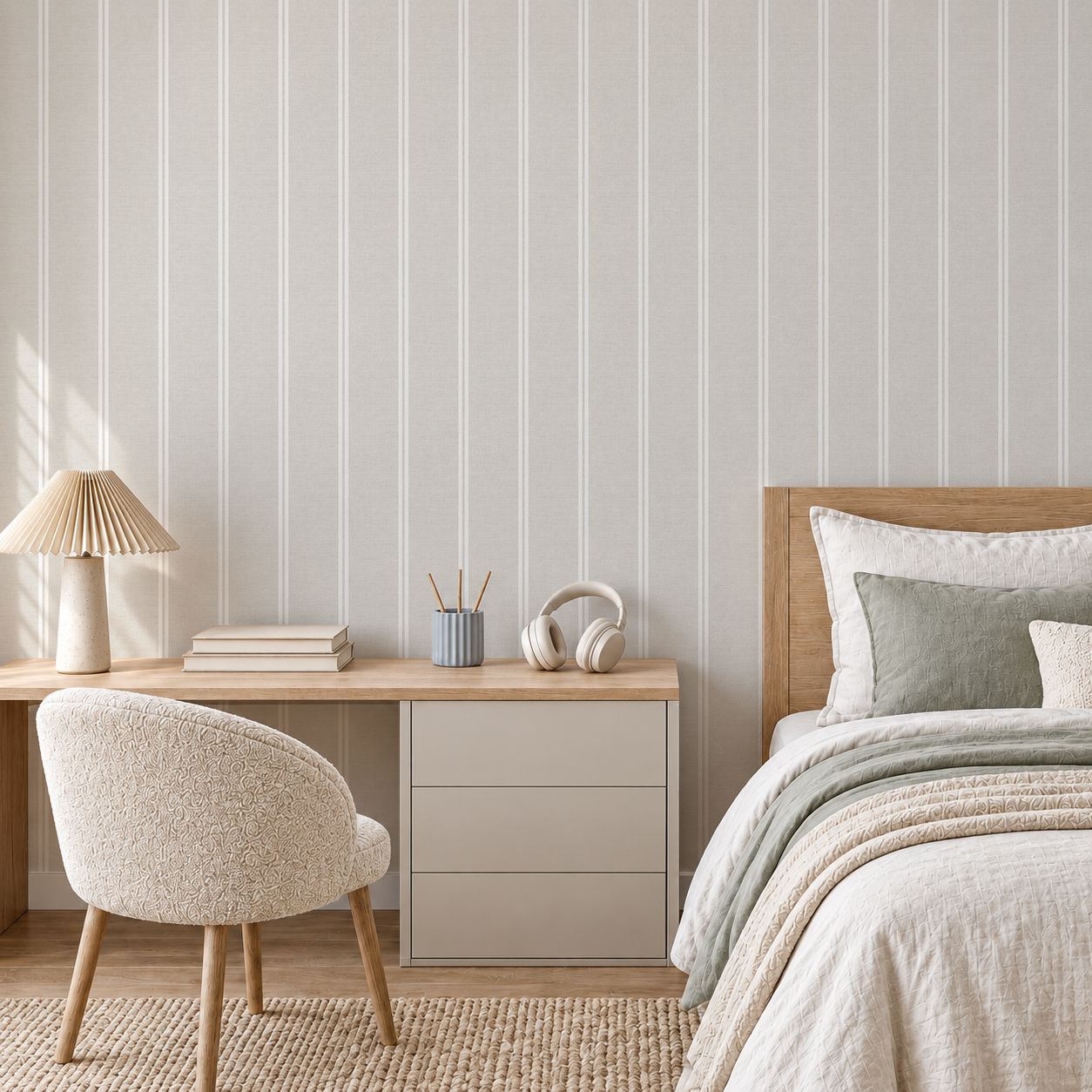 Fine Linen &amp; Pinstripes Removable Wallpaper (Colour options)